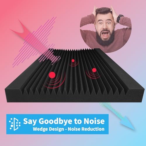 Art3d 4-Pack High-Density Wedge Design Acoustic Foam Panels, 48 x 24 x 2 in