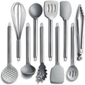 COOK WITH COLOR Silicone Cooking Utensils, Kitchen Utensil Set, Easy to Clean Silicone Kitchen Utensils, Cooking Utensils for Nonstick Cookware, Kitchen Gadgets Set, 10 Pieces, Grey Ombre