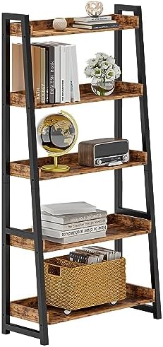 IRONCK Ladder Shelf 5-Tier 74.8in Tall, Industrial Bookcase and Bookshelf