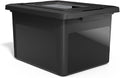 Staples Hanging File Folder Box, Storage Bin Organizer, Snap Lid | Black bin keeps letter and legal size documents organized and accessible.