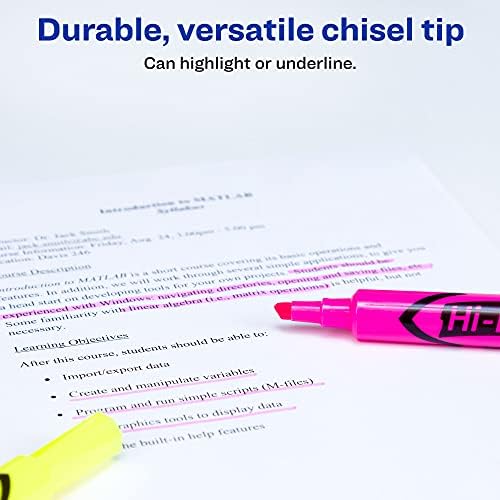 Avery Hi-Liter, Desk Style, Chisel Tip, 24 Pink and Yellow Highlighters (98189)