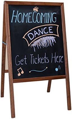 Crestline Products Marquee Easel (2 Black Chalkboards), Stained Hardwood Sidewalk Easel - 42" H x 24" W