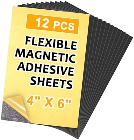 Towjug Adhesive Magnetic Sheets, 4" x 6", 12 Pack