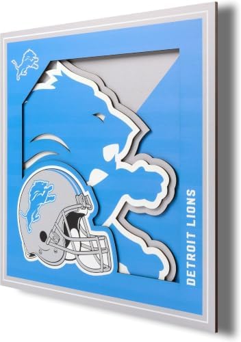 YouTheFan NFL Detroit Lions 3D Logo Series Wall Art - 12" L x 12" W (Pack of 6)