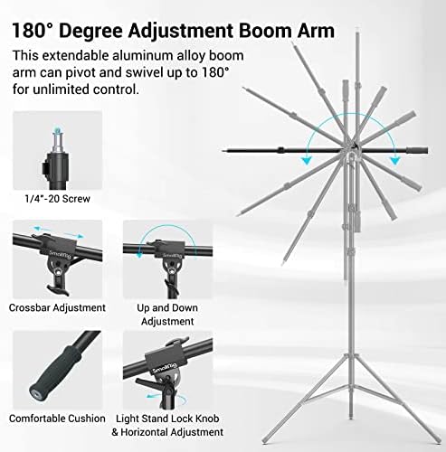 SmallRig 9.2ft Light Stand with Boom Arm, Photography Lighting Tripod
