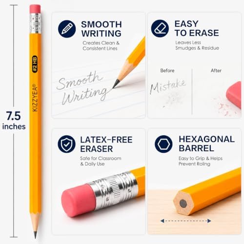 Pre-Sharpened Pencils Bulk Wood-Cased #2 HB Pencils 200 Count 24 Sharpeners