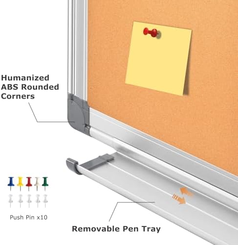Magnetic Dry Erase White Board Cork Board Combo for Wall with Accessories