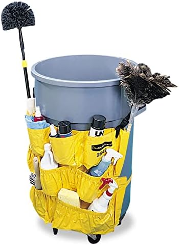 Rubbermaid Commercial Products Supply Organizing Caddy for Brute Trash Cans Yellow Tool Organizer Storage for Spray Bottles/Paper Towels/Gloves/Scrub Brush,(Pack of 6)
