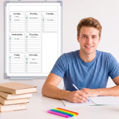 Lincia 24" x 18" Magnetic to Do List Whiteboard, Weekly Planner, White