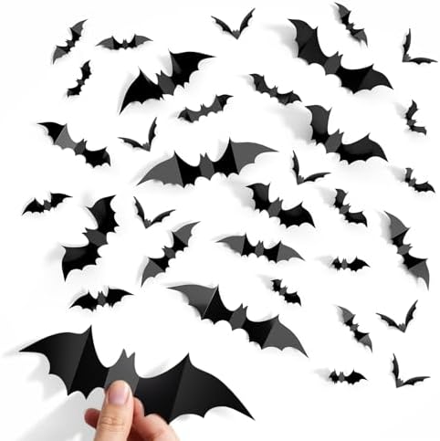 CLEANGOR 140Pcs Bats Halloween Decor, Halloween Party Supplies Stickers
