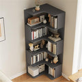 Vertical Lumber Wall Corner with 6 Shelves/5 Shelves & Closed Back Bookshelf Rack Floor Student Corner Cabinet Wall Multi-Layer Storage Cabinet Bookcase Gray 24" L x 24" W x 63" H