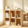 Solid Wood Horizontal Bookshelf,Cubby Storage Organizer,Vertical or Horizontal Bookcase,Hallway TV Stand,for Books, Photo Albums, Plants & Daily Necessities(35.4"-6Cube)
