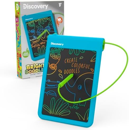 Discovery™ Bright Doodles LCD Art Tablet - Mess-Free Colorful Drawing Pad & Tethered Stylus| Widescreen Display| LCD Writing Tablet for Kids| Arts & Crafts Toy| Toddler Learning Toy| Doodle Board Gift