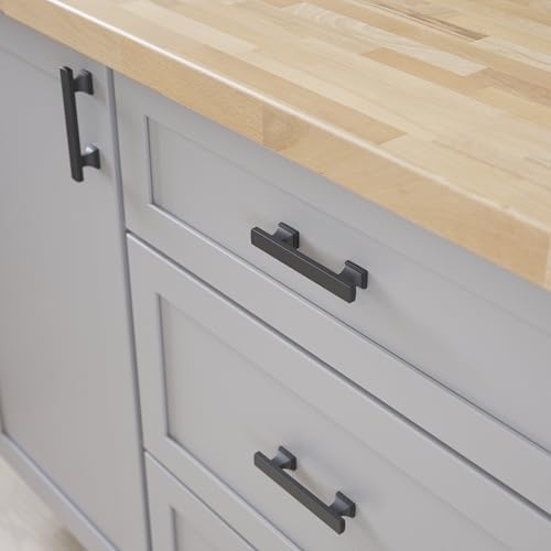 Franklin Brass 10 Pack Matte Black Cabinet Handles 3 inch (76mm) Kitchen Cabinet Handles and Drawer Pulls for Cupboards and Dressers | Tiered Foot