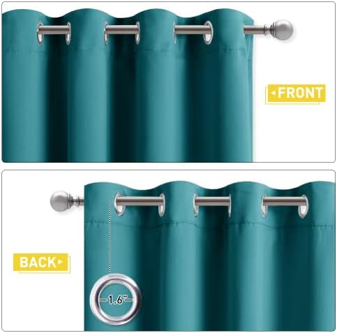 NICETOWN Sound Barrier 100% Blackout Divider Curtains 84", Noise, Heat and Cold Blocking Drapes with Felt Fabric Lining for Nursery/Daytime Sleep/Bedroom (Peacock Teal, 2 PCs, 52" Wide)