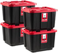 IRIS USA 4-Pack 12 Gal Heavy Duty Storage Tote Bins with Lids, Red