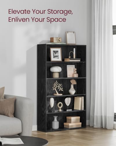 VASAGLE 5-Tier Bookshelf, Storage Organizer, 9.4 x 31.5 x 52.5 Inches