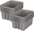 Really Good Stuff Stacking Bins, 14" x 10" x 5.75"-12-Pack, Pebble
