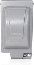 Leviton Outlet Box, Extra Duty While-In-Use Cover Includes Inserts for Single, Duplex and Decora/GFCI Receptacles, Vertical Mount, Metallic Enclosure, IUM1V-GY Outdoor Outlet Cover, Gray