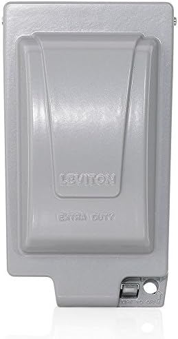 Leviton Outlet Box, Extra Duty While-In-Use Cover Includes Inserts for Single, Duplex and Decora/GFCI Receptacles, Vertical Mount, Metallic Enclosure, IUM1V-GY Outdoor Outlet Cover, Gray