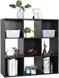 9 Cube Storage Shelf Organizer, Wood Bookshelf Organization Unit, Cube Shelves for Home Office Bedroom Living Room, Black