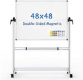 VIZ-PRO Rolling Whiteboard, 48" x 48" Mobile White Board with Stand