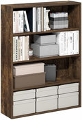 Furinno PASIR Book Shelf, 4-Tier Bookshelf with Open Storage Shelf, Standing Bookcase, 9.3 x 31.3 x 41.8, Easy Assembly, for Home Office, Bedroom, Living Room, Amber Pine