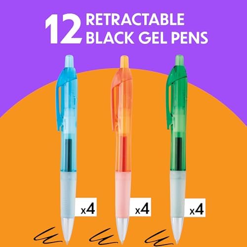 BIC Intensity Clic Black Gel Pens, Medium Point, 0.7mm, 12-Count Pack