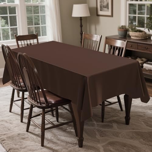 CXPSINC 54 Inch X 300 Feet Plastic Table Cover Roll Disposable Tablecloth with Slide Cutter for All Type/Shape Tables | Party, Banquet, Birthdays, Weddings(Brown, 300 Feet)