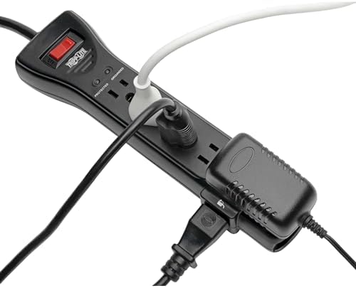 Eaton Tripp Lite Series SUPER725B 7 Outlet Flat Plug Long Extension Cord Power Strip Surge Protector, 25ft Extension Cord with Multiple Outlets, 2160 Joules, Black, Home Office Dorm Room Essentials