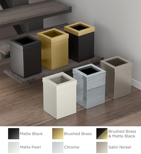 Gatco Small Bathroom Trash Can with Lid, Square 3 Gallon Stainless Steel Wastebasket, Under Sink, Matte Pearl, for Bathroom, Bedroom, Office (1935)