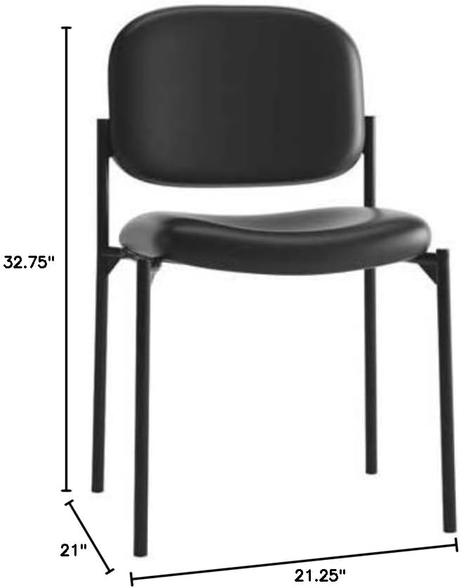 HON Scatter Guest Chair, Armless Office Chairs, Leather, Black