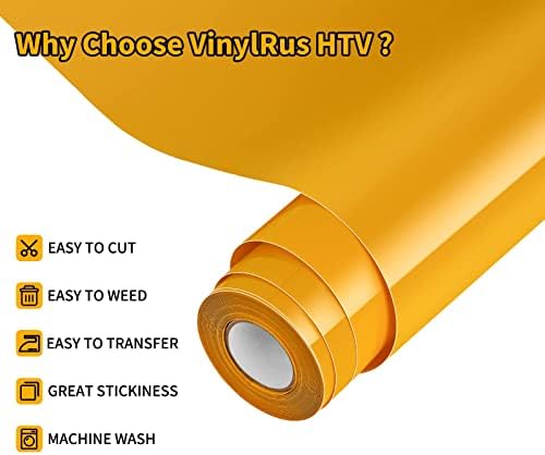 VinylRus Heat Transfer Vinyl, Dark Yellow, 12" x 20ft