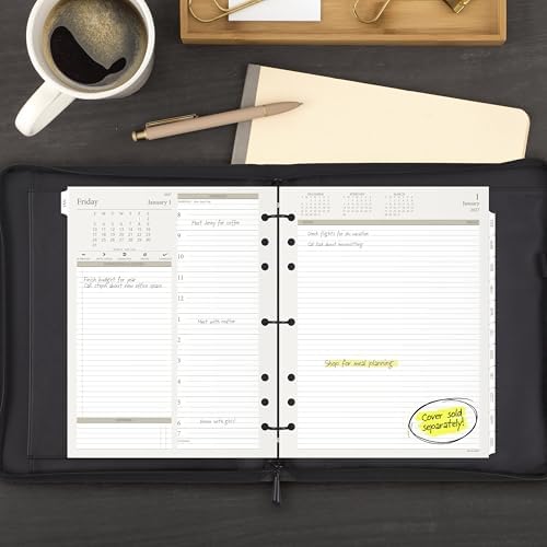 AT-A-GLANCE 2027 Planner Refill Daily, 8.5" x 11", Folio Size 5, Two Page Per Day Refill, 7-Ring Loose-Leaf (491-225-27)