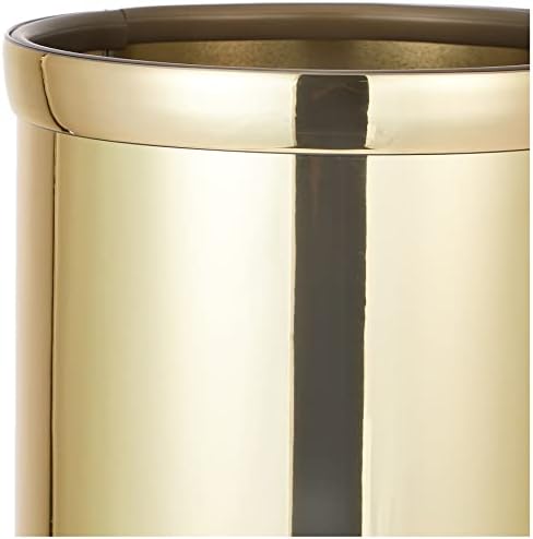 Kraftware Mylar Round Waste Basket, 11", Polished Brass Color