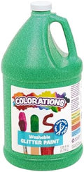 Colorations Paraben-Free Washable Green Glitter Paint, 1 Gallon