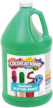 Colorations Paraben-Free Washable Green Glitter Paint, 1 Gallon