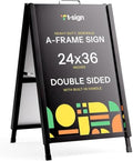 T-SIGN A-Frame Sign for Outdoors, Sidewalk Menu Board 24 X 36 Inch Folding Slide-in Board - Heavy Duty Portable Sandwich Board, Metal Double Sided 2 Corrugated Plastic Poster Boards for Restaurants