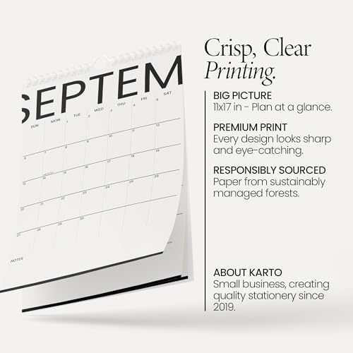 Karto Wall Calendar 2026-2027 11x17 in - Big Text