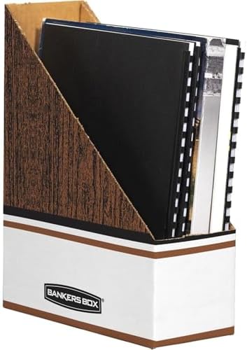 Bankers Box 12-Pack Magazine File Holders, Oversized Letter, Wood Grain | Organize oversized catalogs, manuals, and project binders with extra-capacity files built for heavier materials.