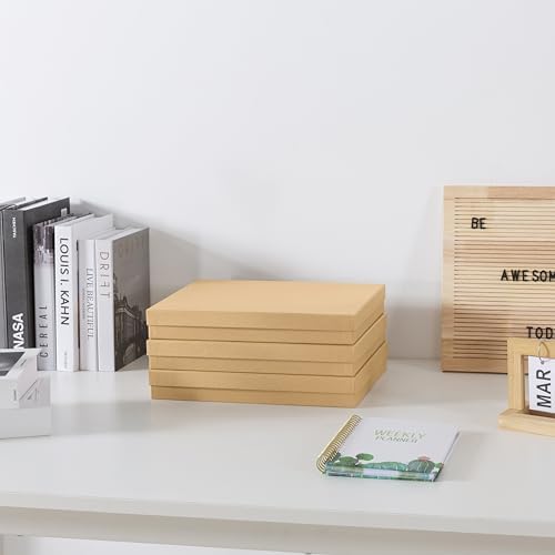 Soul & Lane - Letter Size Document Storage Boxes with Lids, Set of 3, Kraft | Flat Cardboard Paper Organizers for Letters, Files, Photos and Crafts, Stackable Office Keepsake Storage for Manuscripts
