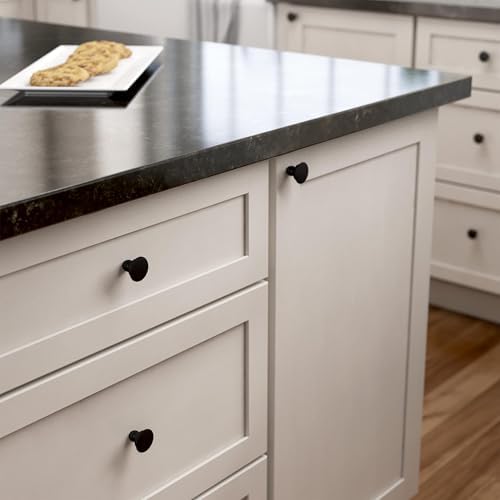Franklin Brass 10 Pack Matte Black Cabinet Knobs 1-3/16 inch (30mm) Kitchen Cabinet Handles and Drawer Knobs for Cupboards, Dressers, Furniture, Bathroom Vanity |Medici