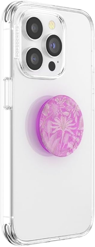 PopSockets Adhesive Phone Grip, Holder- Vivid Pink | Secure Comfortable Hold, Anti-Drop, Kickstand, Plant, Flower, Floral