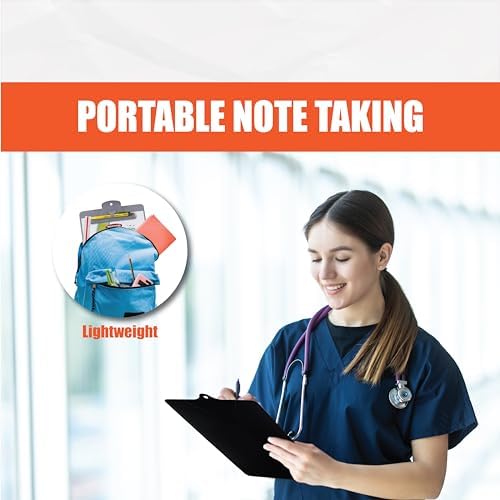 Yosogo A4/Letter Size Plastic Clipboard – 2 Pack with Handy Pen Holder & Bonus Pen – Holds up to 40 Sheets – Durable Plastic – Writing, Office, Stationary, School Supplies Set