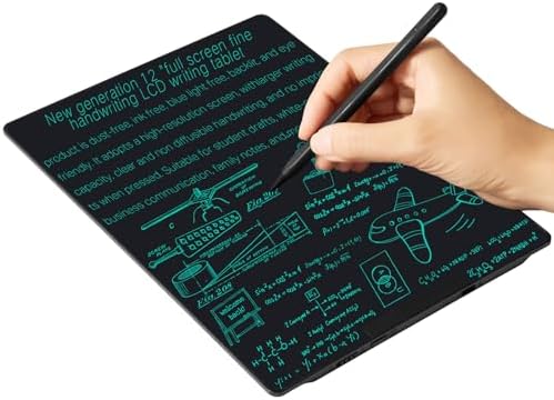 12in Rechargeable LCD Writing Tablet, Bezel-Free Type-C Digital Notepad
