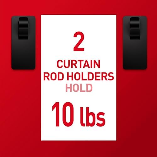 Command Medium Black Curtain Rod Hooks, 4 Hooks, 12 Strips