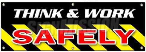 72" Think & Work Safely Banner Sign Worker OSHA Employee Workplace