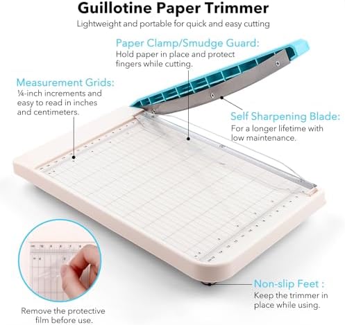 BAOFALI 9 Inch Guillotine Paper Trimmer with Grid Inches and Centimeters Cut Length Guillotine Cutter for Paper Crafts Photos Cardstock, Cardboard, Vinyl, Crafts,Scrapbooking Office