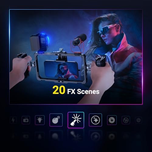 NEEWER Basics 28W Full RGB Pocket LED Video Light, Dimmable COB Studio Continuous Output Lighting for Photography Video Recording Vlog Streaming, 6000lux/0.5m 2500K–10000K CRI98 20 Scenes, HL28C