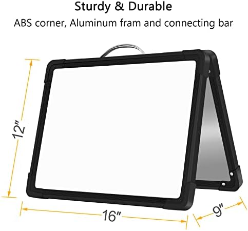 Small Dry Erase White Board Double-Sided Magnetic Portable White Board Desktop Foldable Tabletop Whiteboard Easel for Home, Office, Classroom